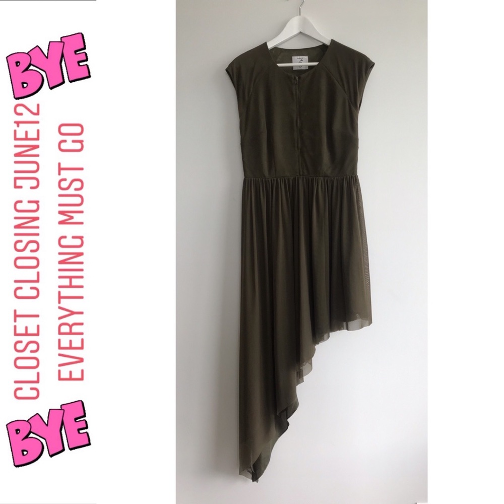 GREEN ASYMMETRICAL TULLE DRESS